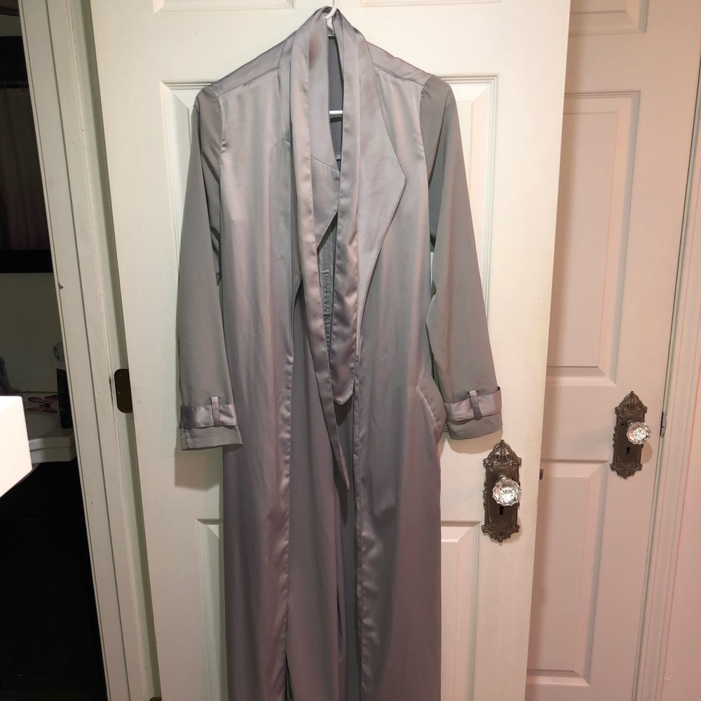 House of CB coryn silky duster coat in gray